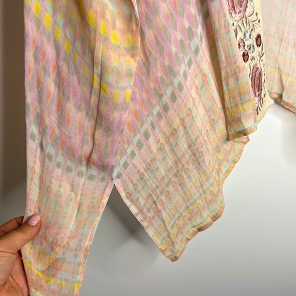 Anthropologie Soft Surroundings Embroidered Floral Colorful Open Kimono - Picture 9 of 10